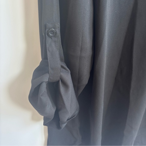 Youtalia Dressy Casual 3/4 Sleeve V Neck Chiffon Shirt Work Blouses, Black, XXL - Picture 7 of 8